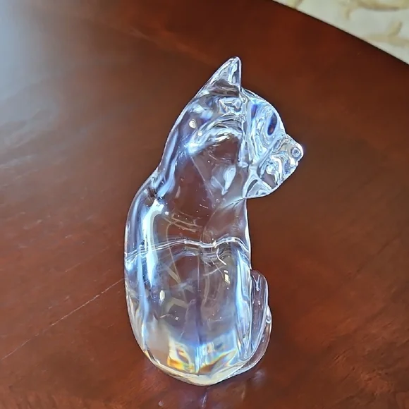 Signed Orrefors Kosta Boda Clear Crystal Cat Sculpture - Picture 5 of 8